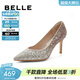 百麗（Belle）吉娜同款高跟鞋女商場(chǎng)新款四季單鞋婚鞋BDAK3AQ6預售 浮光躍金-跟高8CM（寬版） 38