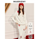 MAXRIENY冬日暖白穿搭慵懶感寬松衛衣冬款領(lǐng)口系帶設計長(cháng)袖上衣 米白 M