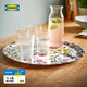 宜家（IKEA）【新品】HAVSBRAXEN哈柏森托盤(pán)茶水盤(pán)客廳零食盤(pán)家用 圖案多色托盤(pán)43cm