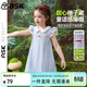 ASK JUNIOR【小清新】?jì)和棺酉男★w袖連衣裙女童格紋公主裙小童娃娃領(lǐng)裙裝