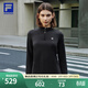 FILA 斐樂(lè )官方女子針織長(cháng)袖衫2025冬季新款健身運動(dòng)加絨半拉鏈長(cháng)T 深黑-BK L 170/88A/L
