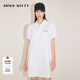MISS SIXTY連衣裙女polo領(lǐng)短袖短裙復古泡泡袖休閑運動(dòng)風(fēng)衛衣裙 白色 M