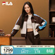 FILA 斐樂(lè )官方楊冪同款女士呢子外套2026春休閑寬松外套拼色翻領(lǐng)夾克