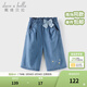 戴維貝拉（DAVE＆BELLA）兒童七分褲女童休閑褲中大童闊腿牛仔褲夏季新款童褲女孩褲子 牛仔藍【現貨】 150 cm（建議身高140-150cm）