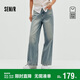 森馬（Semir）商場(chǎng)同款|森柔牛仔褲女春季拼接寬松闊腿褲2026長(cháng)褲103126124002A