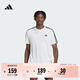 adidas綜合訓練速干運動(dòng)健身三條紋圓領(lǐng)短袖T恤男裝夏季阿迪達斯   白/黑色   L