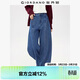 佐丹奴窄款彎刀牛仔褲女春季新款純棉中腰原色牛仔香蕉褲13415157