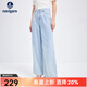 納維凱爾意大利小帆船棉質(zhì)親膚牛仔褲女春季寬松簡(jiǎn)約直筒褲顯瘦百搭長(cháng)褲 冰水藍 M