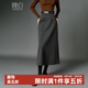 晚白【新品】冬款時(shí)尚氣質(zhì)百搭格雷灰顯瘦直筒半身裙高腰通勤長(cháng)裙 灰色 L