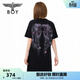 BOY LONDON蝴蝶大翅膀黑色圓領(lǐng)時(shí)尚休閑潮牌T恤式女款連衣裙W17019 黑色 M