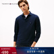 Tommy Hilfiger秋冬男裝商務(wù)休閑通勤風(fēng)純色小繡標修身翻領(lǐng)長(cháng)袖T恤POLO衫