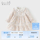 戴維貝拉兒童裙子秋裝新女童寶寶棉長(cháng)袖甜美印花碎花連衣裙