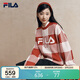 FILA 斐樂(lè )官方馬上起飛情侶長(cháng)袖毛衣女編織衫休閑棋盤(pán)格套頭上衣男