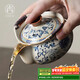 尚言坊汝窯手抓壺蓋碗單個(gè)大號茶杯不燙手高檔陶瓷功夫茶具泡茶碗一人用