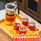 瓷牌茗茶具 茶壺可拆洗內膽茶水分離飄逸杯功夫茶具懶人紅茶泡茶器 直筒1000ml飄逸杯+把杯4個(gè)+托盤(pán)
