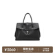裘真植鞣（胎牛皮）手提公文包女士高級感復古大容量通勤包女 黑色-大號（胎牛皮）