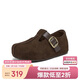 百思圖26春勃肯鞋復古戶(hù)外平底休閑鞋女懶人單鞋B9539AM6 咖色 35