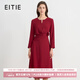 愛(ài)特愛(ài)（EITIE）精致紅玫瑰氣質(zhì)收腰長(cháng)袖連衣裙騏驥紅秋冬新款A字裙C2507834A 龐貝紅61 M (160)