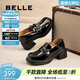 百麗（Belle）牛皮舒適樂(lè )福鞋女商場(chǎng)同款通勤百搭鞋D7E1DAA5 黑色-跟高6CM 36 (230mm)