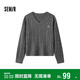 森馬（Semir）森柔毛衫|毛衣女刺繡V領(lǐng)顯瘦寬松2024絞花上衣復古風(fēng)109724107014