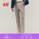 H&M男裝休閑褲春季老錢(qián)風(fēng)通勤斜紋棉布英倫合身潮流長(cháng)褲1074402 淺米色 32 170/82