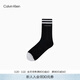 Calvin KleinJeans男士簡(jiǎn)約ck拼色條紋提花柔軟舒適美式休閑運動(dòng)中筒襪子禮物 001-太空黑 1雙 均碼 OS