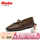 Bata時(shí)裝瑪麗珍春季新款牛皮復古通勤淺口淑女單鞋5801DAQ5騏驥紅 棕色 38