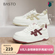 百思圖秋季商場(chǎng)新款松糕厚底板鞋小白鞋女運動(dòng)休閑鞋W2025CM5 米色/杏色 36