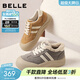 百麗（Belle）撞色厚底板鞋女冬季新款商場(chǎng)同款高幫大頭休閑鞋E6X1DDM5 灰色-毛里 37 (235mm)