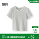 森馬（Semir）短袖T恤女夏季短款蕾絲花邊圓領(lǐng)緊身衣服顯瘦條紋衫102325100007
