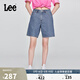 Lee涼涼褲25新品經(jīng)典五袋款設計輕薄天絲女百慕大牛仔短褲顯瘦潮