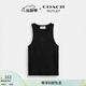 蔻馳（COACH）奧萊女士羅紋COACH文字圖案背心上衣 黑色 S