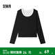 森馬（Semir）打底衫女修身顯瘦內搭可外穿拼接假兩件上衣長(cháng)袖秋裝時(shí)尚百搭 黑白色調00491 XL