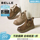 百麗（Belle）復古擦色鞋頭牛皮休閑靴女冬季新款商場(chǎng)厚底短靴E5D1DDD5 棕色 37 (235mm)