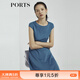 PORTS寶姿商場(chǎng)同款新品女裝氣質(zhì)純色修身短袖連衣裙LL8N021RWE005 灰燼藍 L (8)