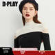 DPLAY秋季新復古法式黑白撞色半高領(lǐng)短款修身針織套頭毛衣 黑白拼色 M