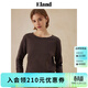 ELAND衣戀長(cháng)袖T恤女圓領(lǐng)經(jīng)典條紋彈力寬松打底衫新款 棕色(85)Brown S 160