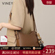 viney牛皮馬鞍包包女包新款斜挎包品牌單肩生日禮物送女友老婆 【咖色】高檔實(shí)用腋下包 輕奢百搭時(shí)尚休閑水桶包