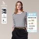 哈吉斯（HAZZYS）女裝 女士純棉條紋寬松長(cháng)袖T恤女ABTSE0CCX02