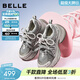 百麗（Belle）周雨彤同款藍鯨高幫老爹鞋女26夏新款商場(chǎng)厚底休閑鞋E8X1DAM6預售 灰色低幫-單里 36