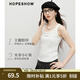 紅袖（hopeshow）高級感吊帶2026春季新款女裝撞色字母印花細坑條無(wú)袖U領(lǐng)背心上衣 本白001 M