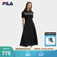 FILA斐樂(lè )官方女子連衣裙夏新款時(shí)尚休閑簡(jiǎn)約修身短袖連身裙 正黑色-BK L 170/88A/L