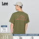 Lee商場(chǎng)同款舒適版圓領(lǐng)三角徽標印花Logo男短袖T恤潮LMT0101673RX 橄欖綠 M