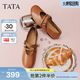 他她（TATA）女鞋2026春季羊皮淺口鞋子休閑氣質(zhì)粗跟瑪麗珍鞋XTT02AQ6 棕色 36