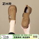 ZHR樂(lè )福鞋女復古輕便厚底單鞋女時(shí)尚金屬扣舒適勃肯鞋 JF19 栗色 37