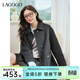 LAGOGO法式初戀黑色雙排扣雙面呢女拉谷谷2025冬新款優(yōu)雅翻領(lǐng)大衣 深灰色 M
