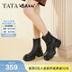 他她（TATA）TA他她氣質(zhì)厚底彈力靴女靴子加絨短靴秋冬季新款 CEG02DD4黑色（皮面款） 37