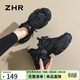 ZHR老爹鞋女運動(dòng)跑步厚底休閑鞋女潮流透氣舒適拼接女鞋 G673黑色 36