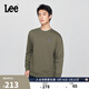 Lee品舒適版圓領(lǐng)金屬Logo貼標男長(cháng)袖衛衣 橄欖綠  2XL 