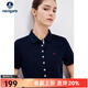 納維凱爾意大利小帆船翻領(lǐng)T恤衫女裝夏季簡(jiǎn)約短袖POLO衫時(shí)尚休閑體恤衫 海軍藍 XL